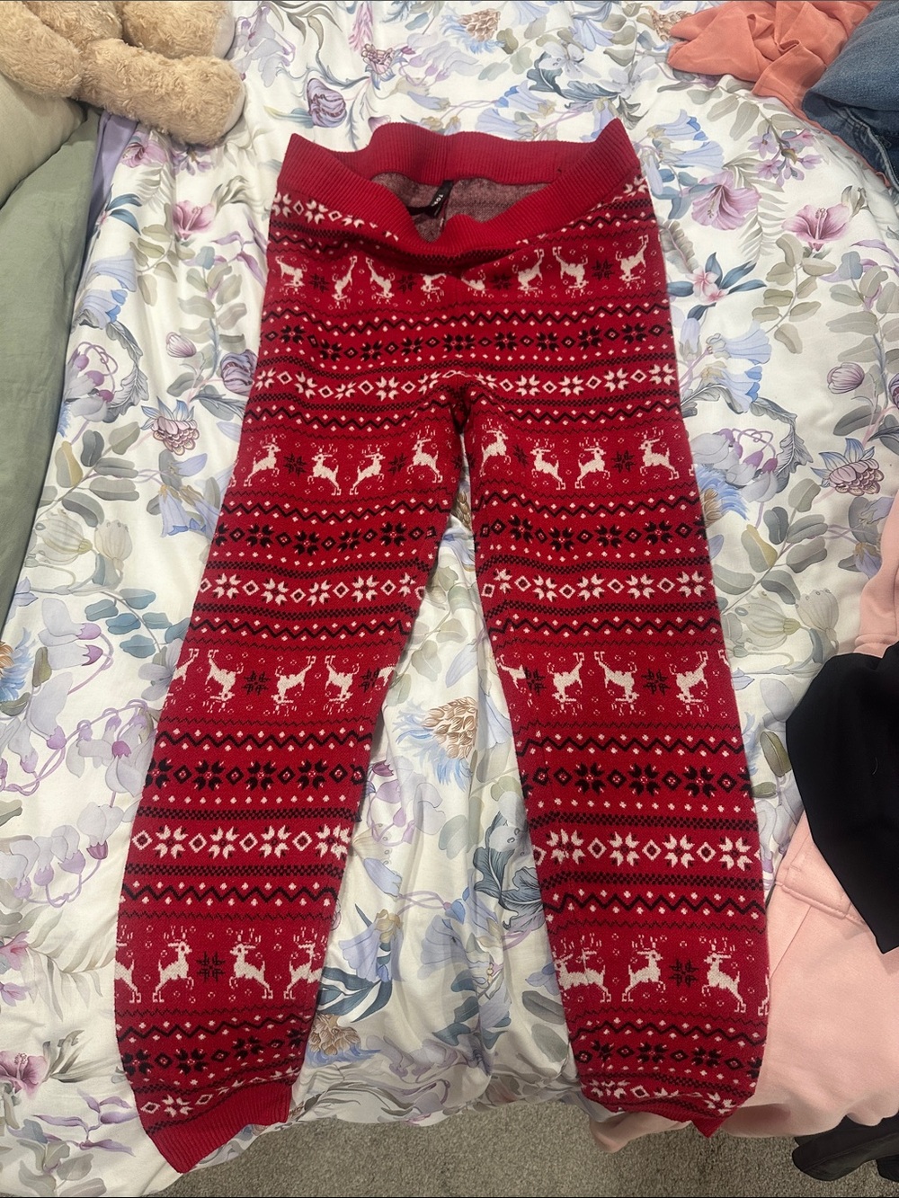 torrid Red Fair Isle Reindeer Knit Leggings